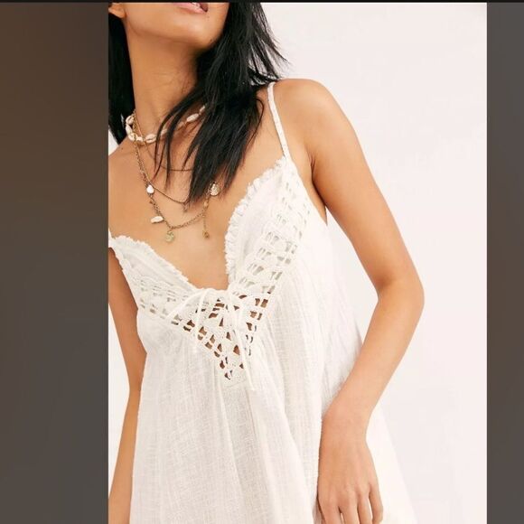 NEW FREE PEOPLE ENDLESS SUMMER GAUZE KINI MAXI DRESS WHITE - Picture 3 of 3